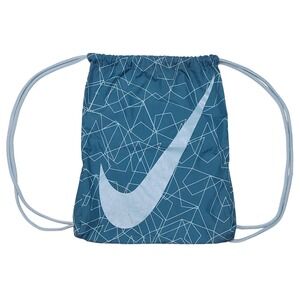 Nike Big Swoosh Blue Drawstring Backpack Gym Sack Sport Bag Geometric Print‎